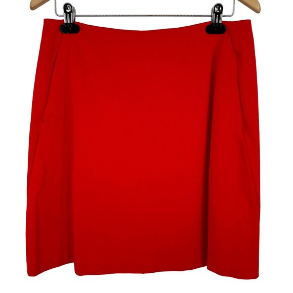 Cabi Womens red knee length pencil skirt size 10 back zipper closure pockets - Picture 3 of 10